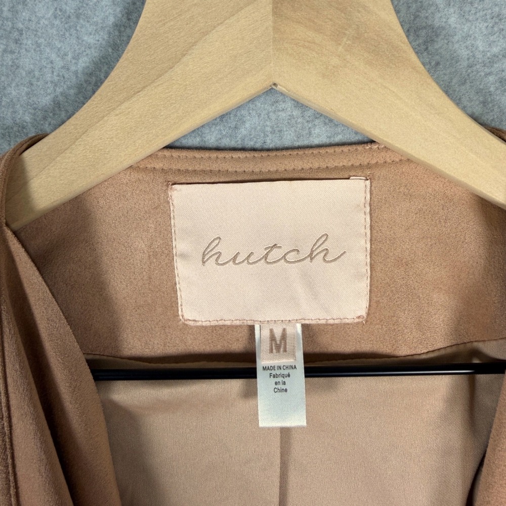 Hutch Anthropologie Faux Vegan Suede Blush Pink Open Front Draped Jacket Women M - Picture 5 of 10